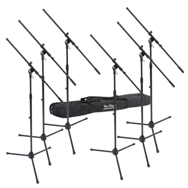 On Stage 6-Pack Microphone Boom Stands with Padded Bag - OSMS7701B