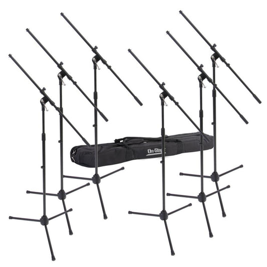 On Stage 6-Pack Microphone Boom Stands with Padded Bag - OSMS7701B