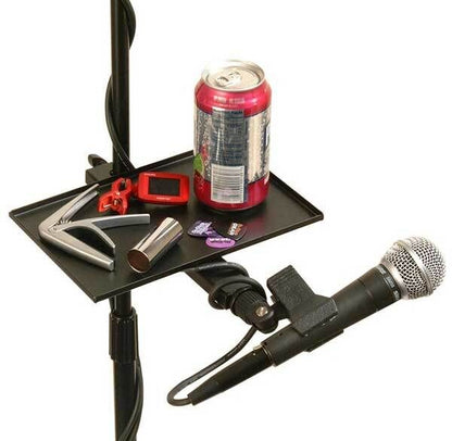 On Stage Mic Stand Accessory Tray with U-Mount Clamp, Steel, 6" x 9", Tool-Free Clamping, 8" Mounting Bar, Threaded End for Mic — view 5