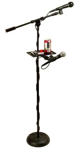 On Stage Mic Stand Accessory Tray with U-Mount Clamp, Steel, 6" x 9", Tool-Free Clamping, 8" Mounting Bar, Threaded End for Mic — view 6