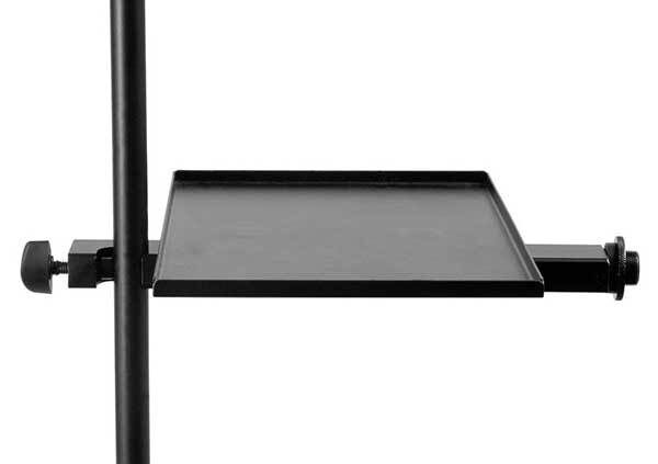 On Stage Mic Stand Accessory Tray with U-Mount Clamp, Steel, 6" x 9", Tool-Free Clamping, 8" Mounting Bar, Threaded End for Mic — view 4