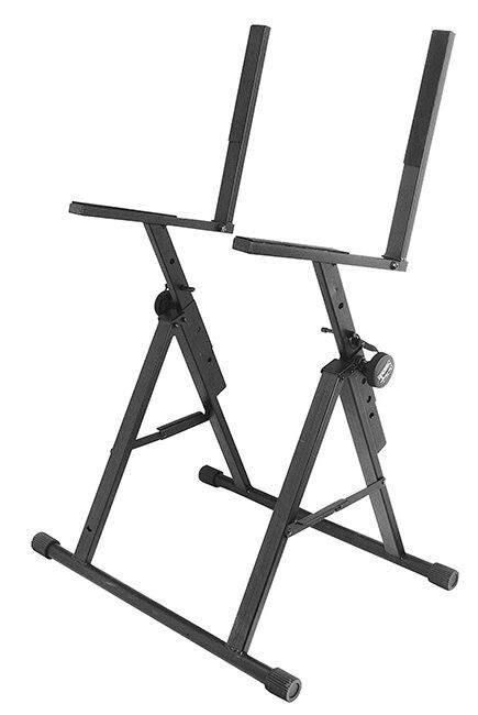 On Stage Tiltback Amp Stand - A-Frame, Adjustable Height 17"-24", 152 lbs Capacity, Rubber Pads, All-Steel, Black Powder Coat Finish