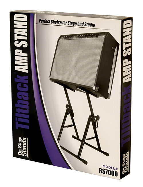 On Stage Tiltback Amp Stand - A-Frame, Adjustable Height 17"-24", 152 lbs Capacity, Rubber Pads, All-Steel, Black Powder Coat Finish — view 2