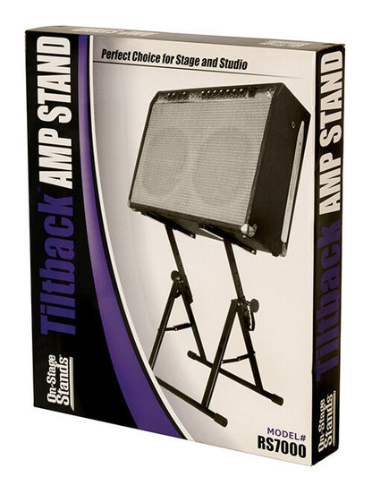On Stage Tiltback Amp Stand - A-Frame, Adjustable Height 17"-24", 152 lbs Capacity, Rubber Pads, All-Steel, Black Powder Coat Finish — view 2