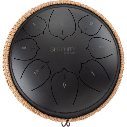 On Stage 10" Serenity Series 8-Note Steel Tongue Drum - Black, Carbon Steel, C Major Pentatonic, Includes Mallets & Carry Bag