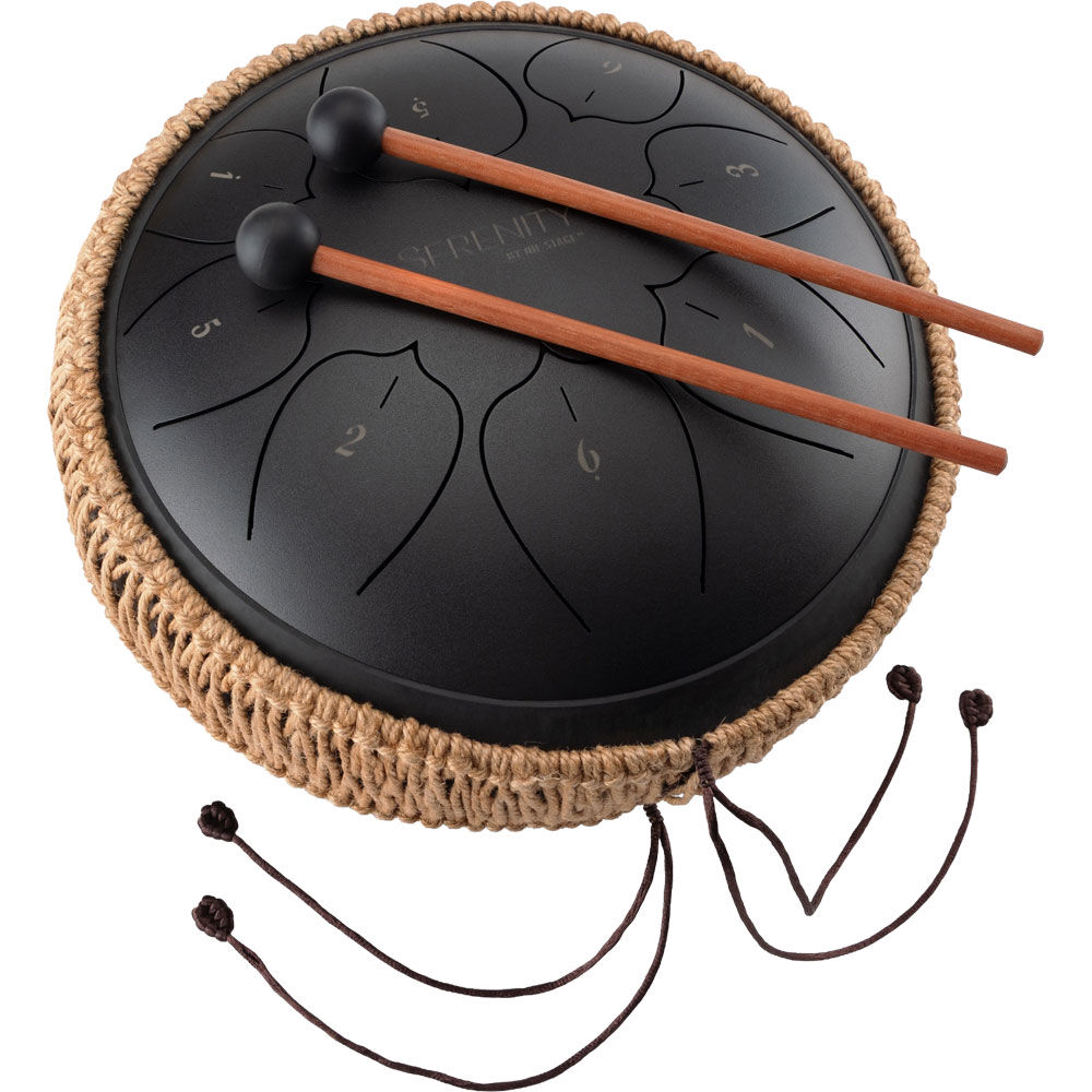 On Stage 10" Serenity Series 8-Note Steel Tongue Drum - Black, Carbon Steel, C Major Pentatonic, Includes Mallets & Carry Bag — view 2