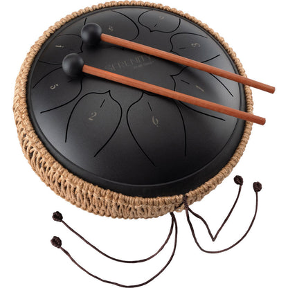 On Stage 10" Serenity Series 8-Note Steel Tongue Drum - Black, Carbon Steel, C Major Pentatonic, Includes Mallets & Carry Bag — view 2