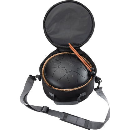 On Stage 10" Serenity Series 8-Note Steel Tongue Drum - Black, Carbon Steel, C Major Pentatonic, Includes Mallets & Carry Bag — view 5