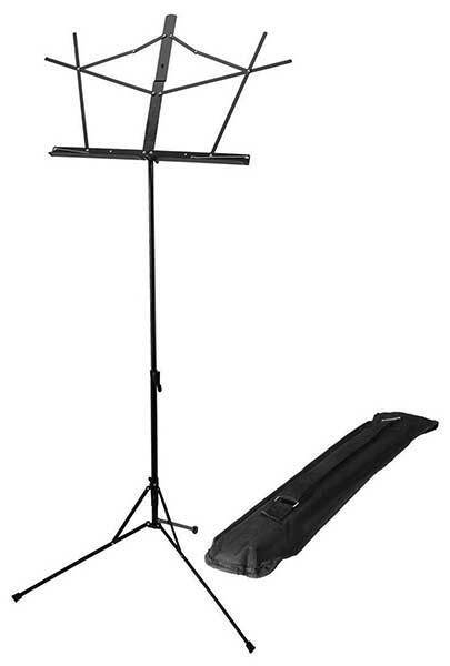 On Stage SM7022BB Sheet Music Stand with Detachable Bookplate and Carry Bag in Black