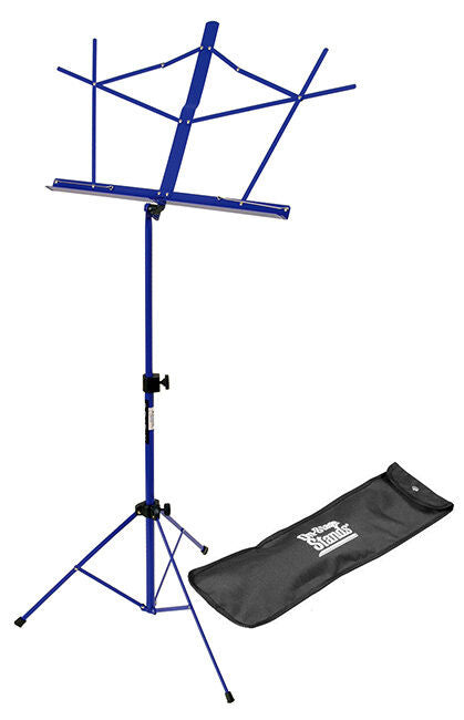 On Stage Compact Blue Sheet Music Stand with Adjustable Height and Carrying Bag