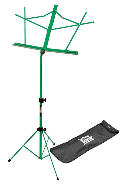 On Stage Compact Green Sheet Music Stand with Carry Bag, Adjustable Height, Folds for Storage, Includes Shoulder Strap