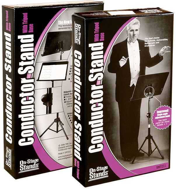 On Stage Orchestral Sheet Music Stand with Adjustable Height and Holed Bookplate — view 2