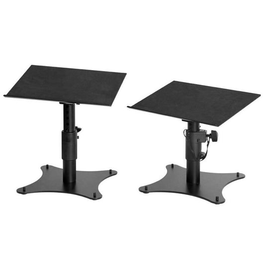 On Stage SMS4500P Desktop Studio Monitor Stands - Pair, Adjustable Height 9" to 12.5", 0-15 Degree Angle, Black Steel Construction