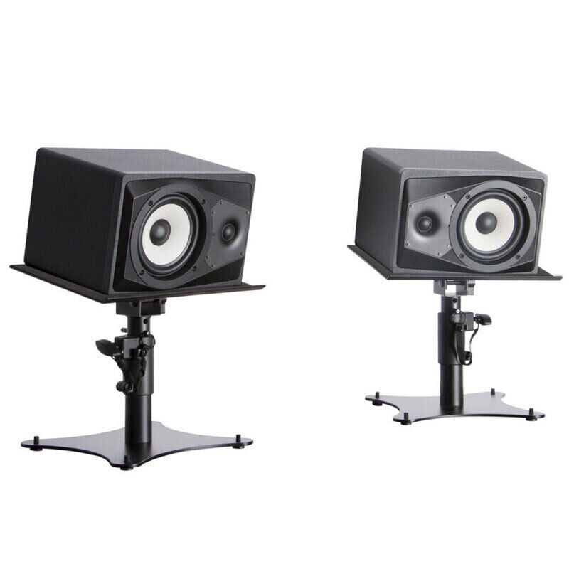 On Stage SMS4500P Desktop Studio Monitor Stands - Pair, Adjustable Height 9" to 12.5", 0-15 Degree Angle, Black Steel Construction — view 3