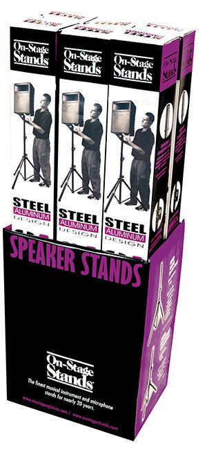 On Stage Aluminium Speaker Stand with Reversible Shaft, Height 44"-80", 120 lbs Capacity, Black Finish — view 3