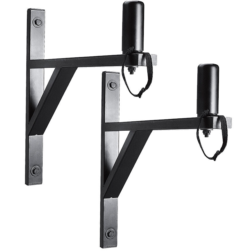 On Stage Wall Mount Speaker Brackets - 1 Pair, Black Powder Coat, Universal Fit, 80 lbs Capacity, All Steel, 15.5" Arm Length