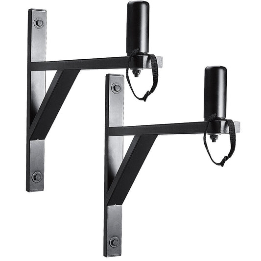 On Stage Wall Mount Speaker Brackets - 1 Pair, Black Powder Coat, Universal Fit, 80 lbs Capacity, All Steel, 15.5" Arm Length