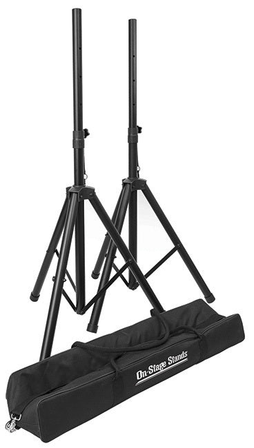 On Stage OSSSP7750 Compact Speaker Stand Pack with 2 Stands and Carry Bag, Adjustable Height 37"-60", Weight Capacity 60 lbs.