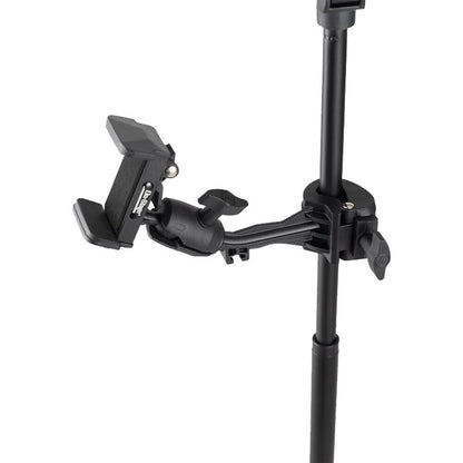 On Stage TCM500 Smartphone Holder for Mic Stands - Adjustable Clamp, 360° Pan, Fits Phones 2.37" - 4", Black