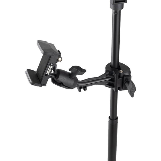On Stage TCM500 Smartphone Holder for Mic Stands - Adjustable Clamp, 360° Pan, Fits Phones 2.37" - 4", Black