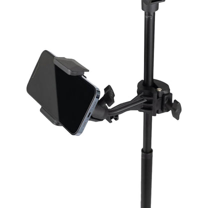 On Stage TCM500 Smartphone Holder for Mic Stands - Adjustable Clamp, 360° Pan, Fits Phones 2.37" - 4", Black — view 2