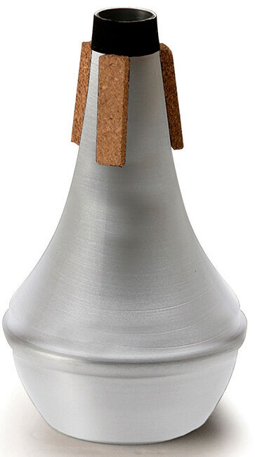 On Stage Spun Aluminium Trumpet Straight Mute with Natural Cork, Silver, 3.5" x 6"