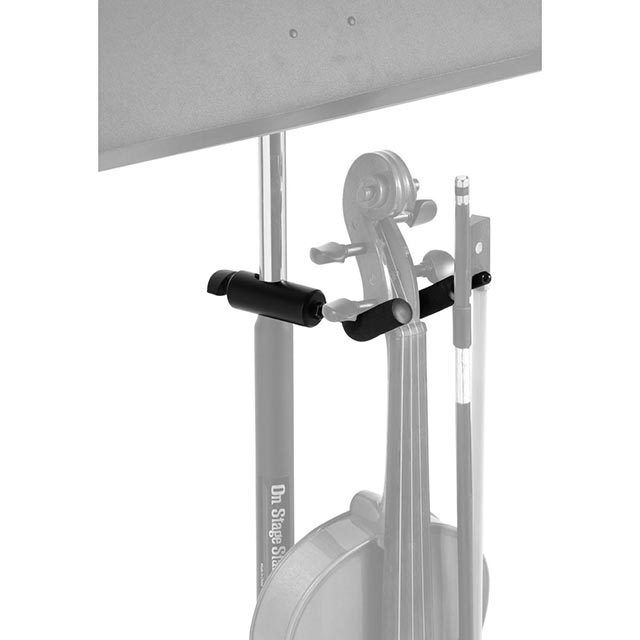 On Stage Violin Hanger for Music Stands, Adjustable Yoke, U-Mount Clamp, Bow Hanger, EVA Bumper, Supports Up to 8 lbs — view 3