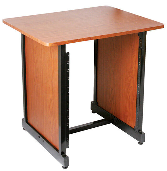 On Stage 12-Space Rack Cabinet in Rosewood and Black Steel Frame