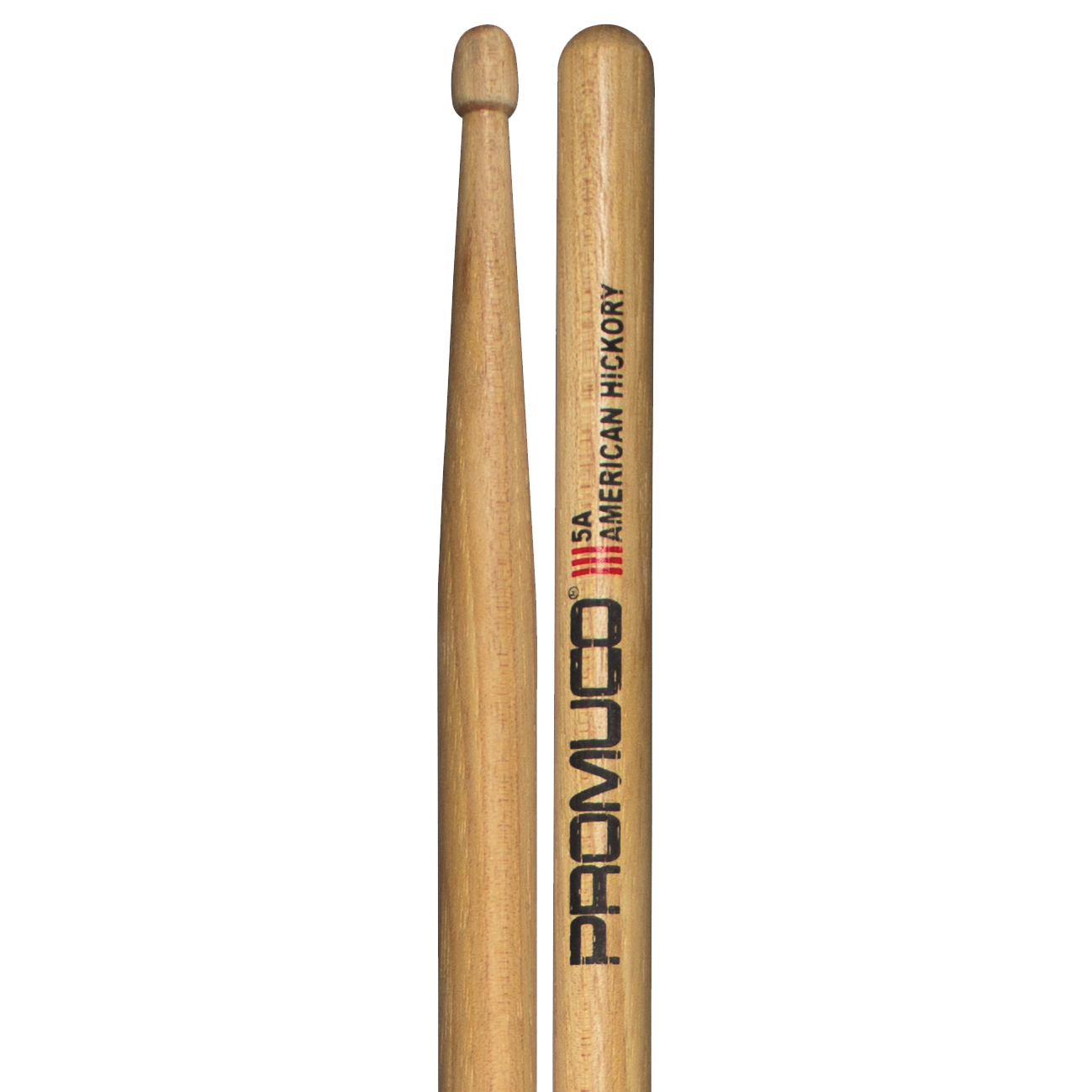 Promuco 18015A American Hickory 5A Drumsticks Wood Tip 1.5cm Diameter 40.6cm Length