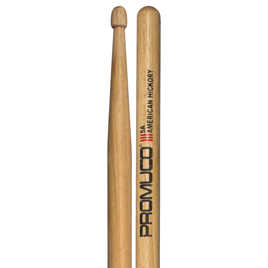 Promuco 18015A American Hickory 5A Drumsticks Wood Tip 1.5cm Diameter 40.6cm Length