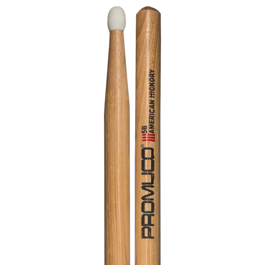 Promuco 1801N5B American Hickory 5B Drumsticks with Nylon Tip