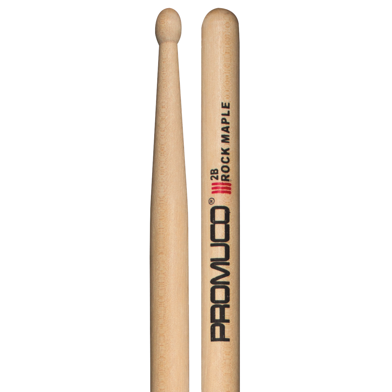 Promuco 18022B Rock Maple 2B Drumsticks with Wood Tip, 1.6cm Diameter, 40.6cm Length