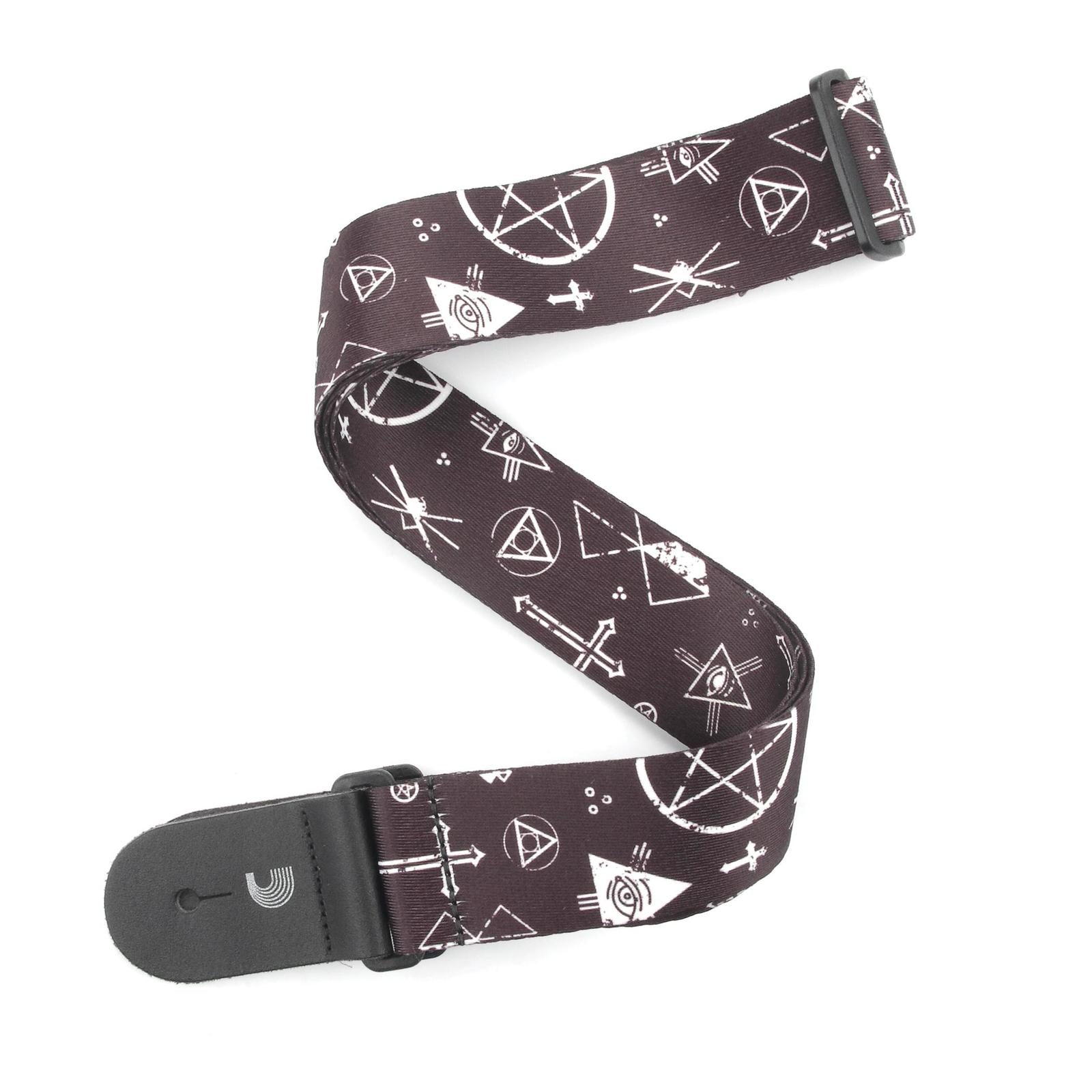 2 Inch Woven Guitar Strap, Mixed Symbols - Black & White, by D'Addario