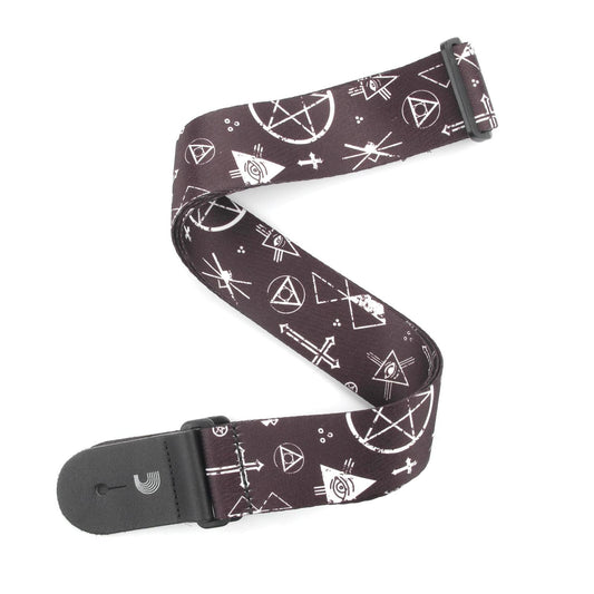 2 Inch Woven Guitar Strap, Mixed Symbols - Black & White, by D'Addario