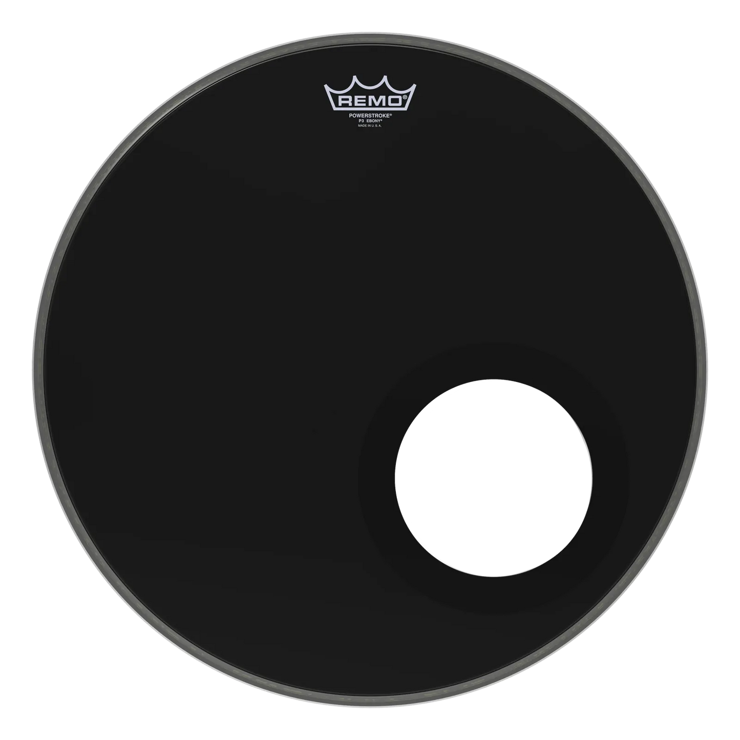 Remo Powerstroke 3 18 Inch Ebony Bass Drum Head with Offset Hole