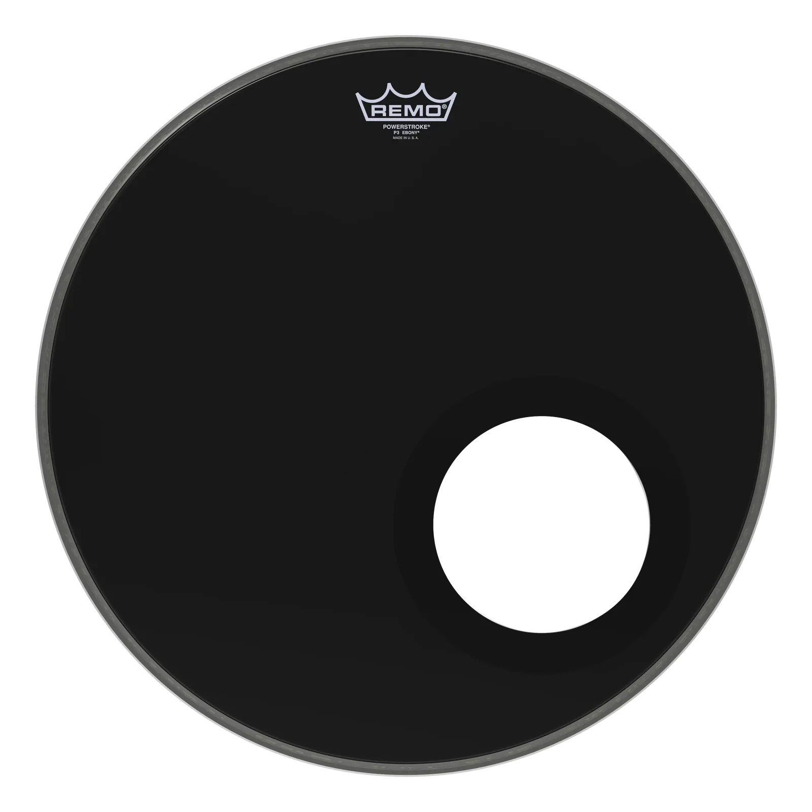 Remo Powerstroke 3 18 Inch Ebony Bass Drum Head with Offset Hole