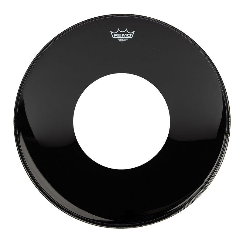 Remo P3-1020-CH Powerstroke 3 Ebony 20" Bass Drum Front Head with 8" Centre Hole — view 2
