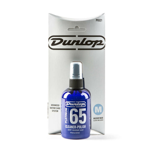 Jim Dunlop Platinum 65 Guitar Cleaner Polish 118ml & Cloth Pack P6521