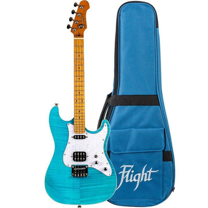 Flight Pathfinder Ocean Blue Baritone Electric Ukulele with Gig Bag — view 2
