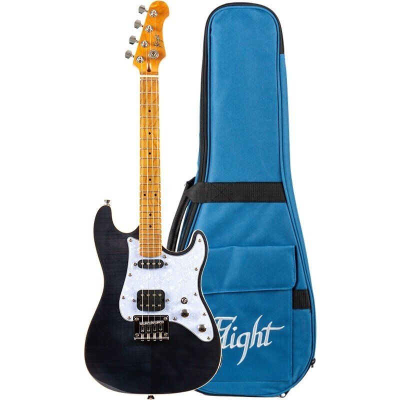 Flight Pathfinder Solid Body Black Electric Tenor Ukulele with Gig Bag