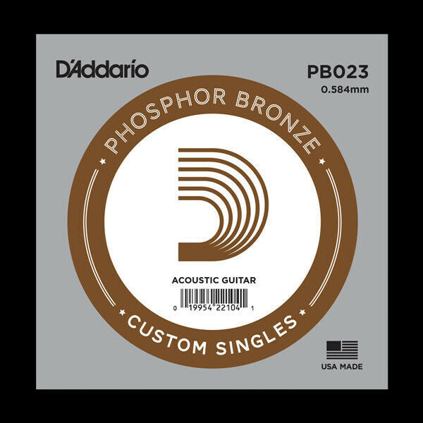 5 x D'Addario PB023 Single Phosphor Bronze Acoustic Guitar Strings