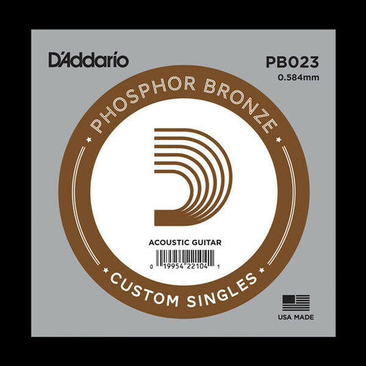 5 x D'Addario PB023 Single Phosphor Bronze Acoustic Guitar Strings
