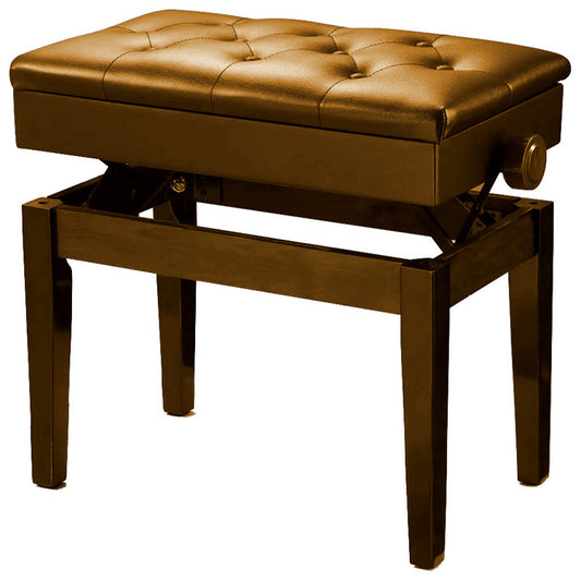 Pro Height Adjustable Piano Stool with Storage - Walnut Gloss
