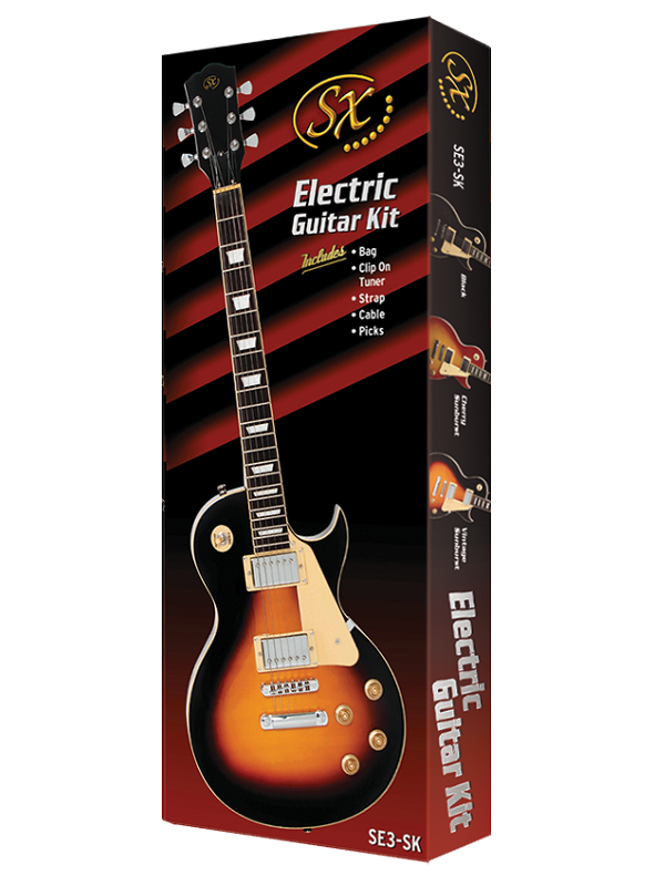SX PKSE3SK 4/4 LP-Style Electric Guitar Pack with 10W Amplifier, Tuner, Gig Bag, Strap, Picks, Lead, and Online Lessons — view 5