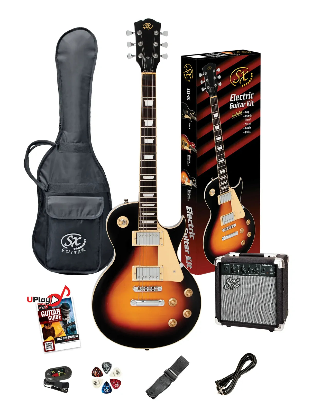 SX LP Electric Guitar & Amp Pack - Vintage Sunburst