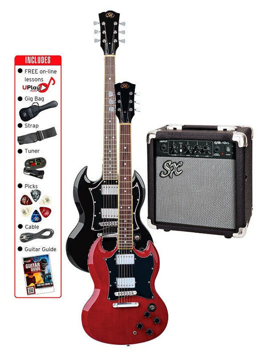 SX PKSE4SK SG-Style Electric Guitar Pack with Amp, Tuner, Gig Bag, Strap, Picks, Lead, and Online Lessons