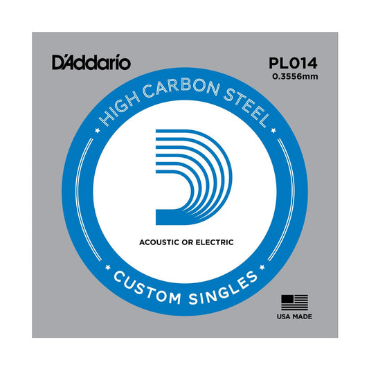 D'Addario PL014 Plain Steel Guitar Single String, .014