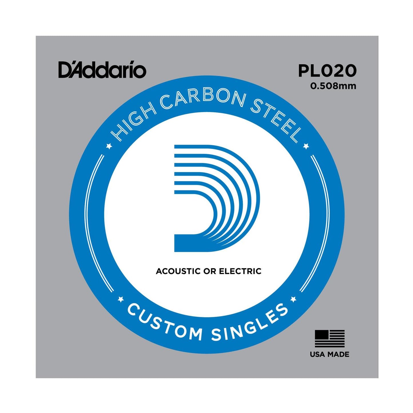 D'Addario PL020 Plain Steel Guitar Single String, .020