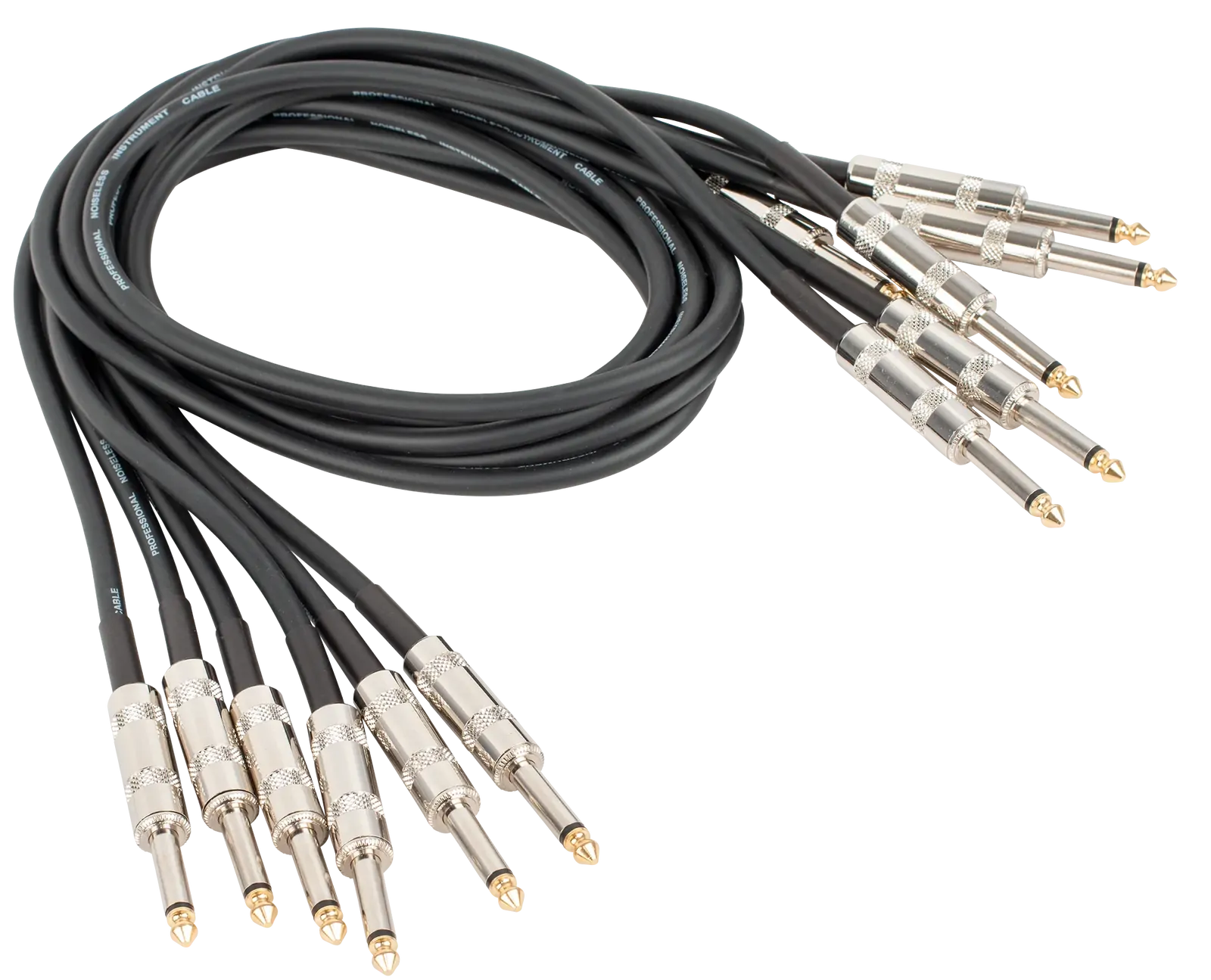 Australasian 3ft Rock Leads Patch Cable - 6.3mm Mono Straight Jack to Jack, Black Chrome