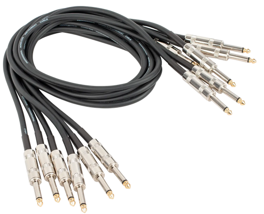 Australasian 3ft Rock Leads Patch Cable - 6.3mm Mono Straight Jack to Jack, Black Chrome